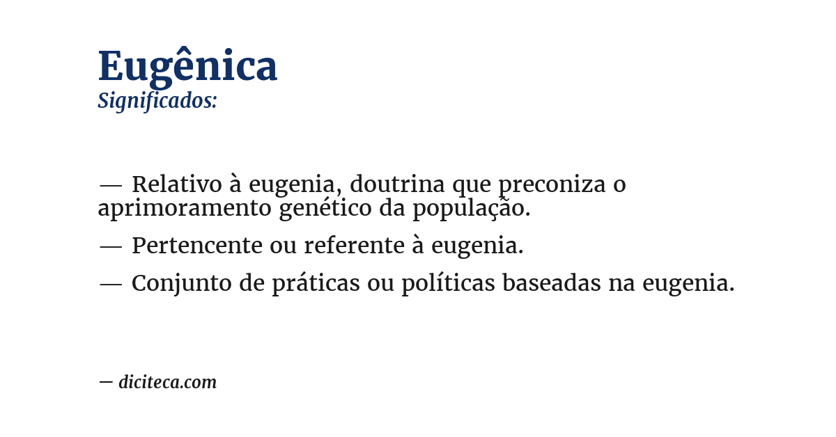 Significado de eugênica