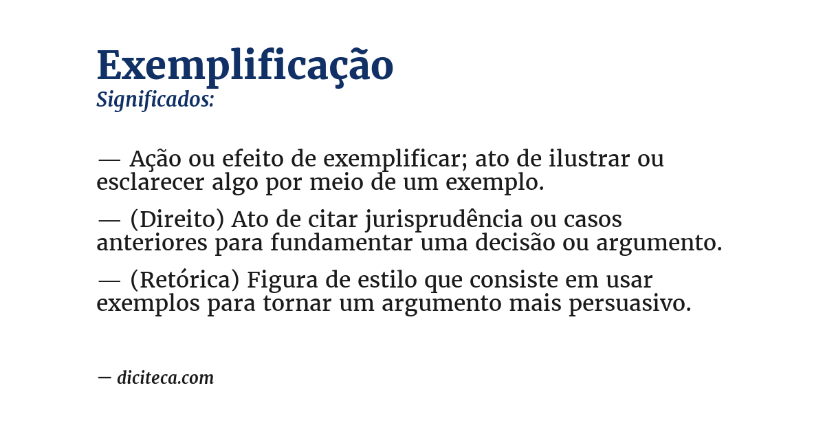 Significado de exemplificação