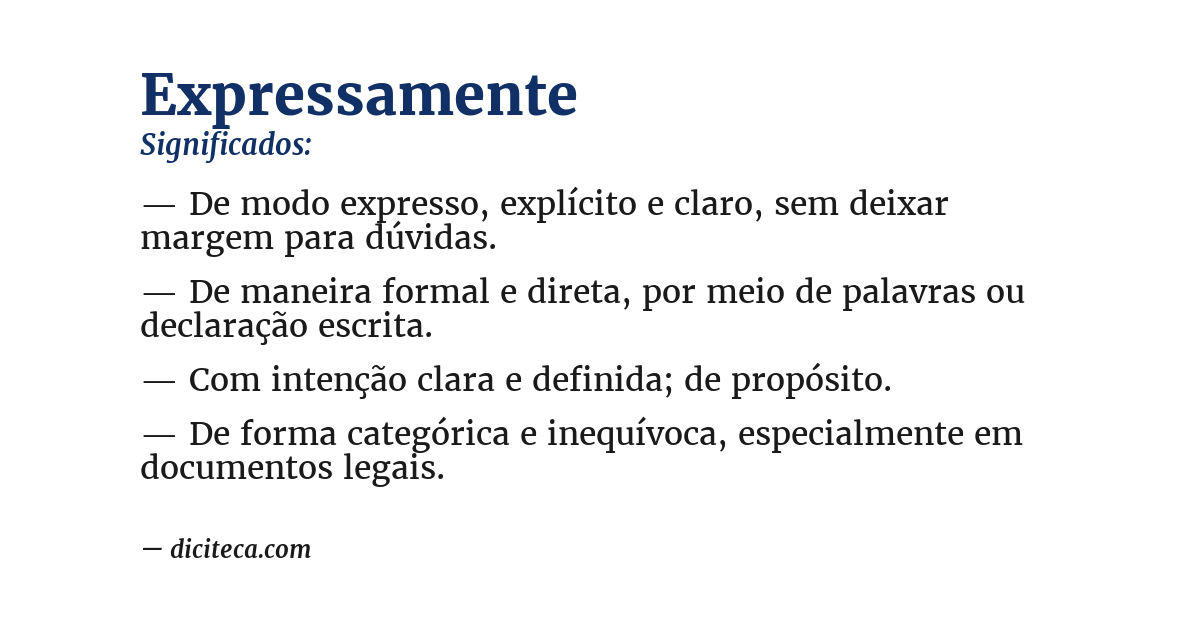 Significado de expressamente