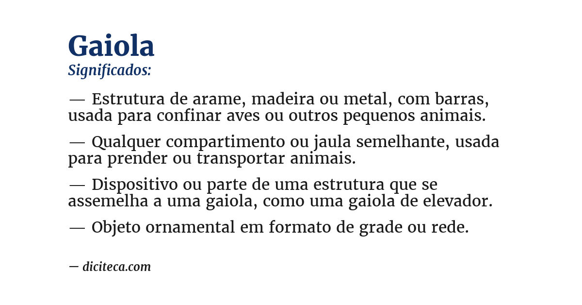 Significado de gaiola
