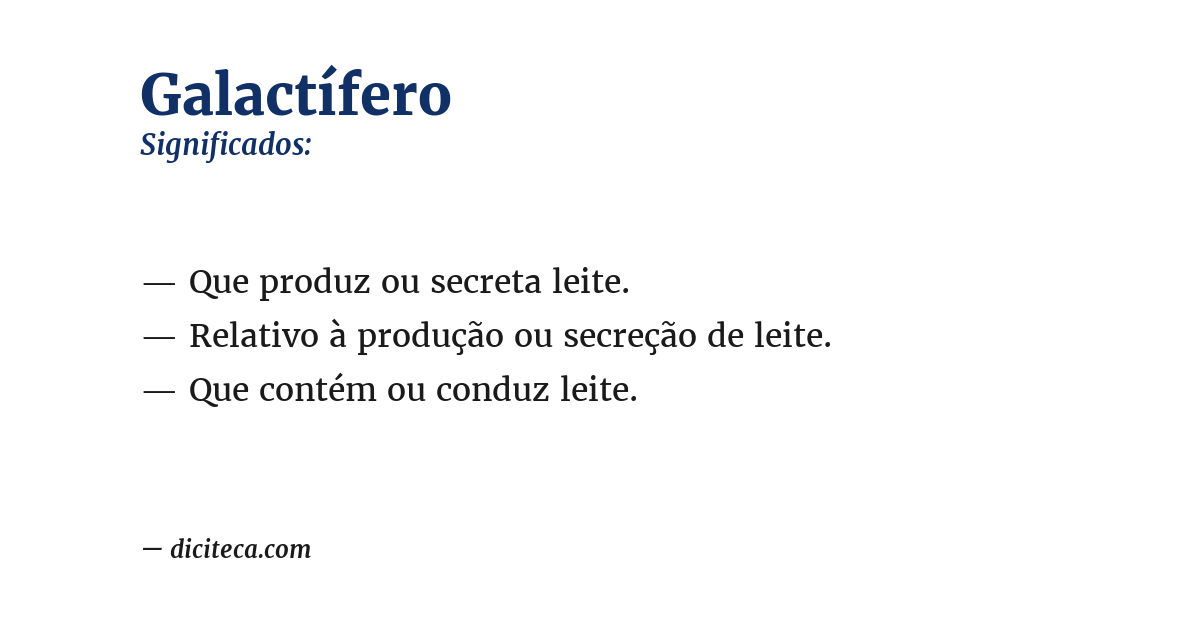 Significado de galactífero