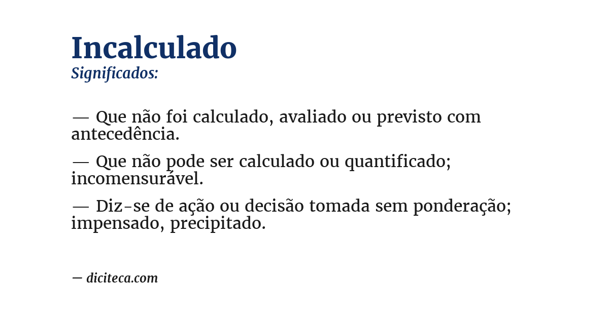 Significado de incalculado