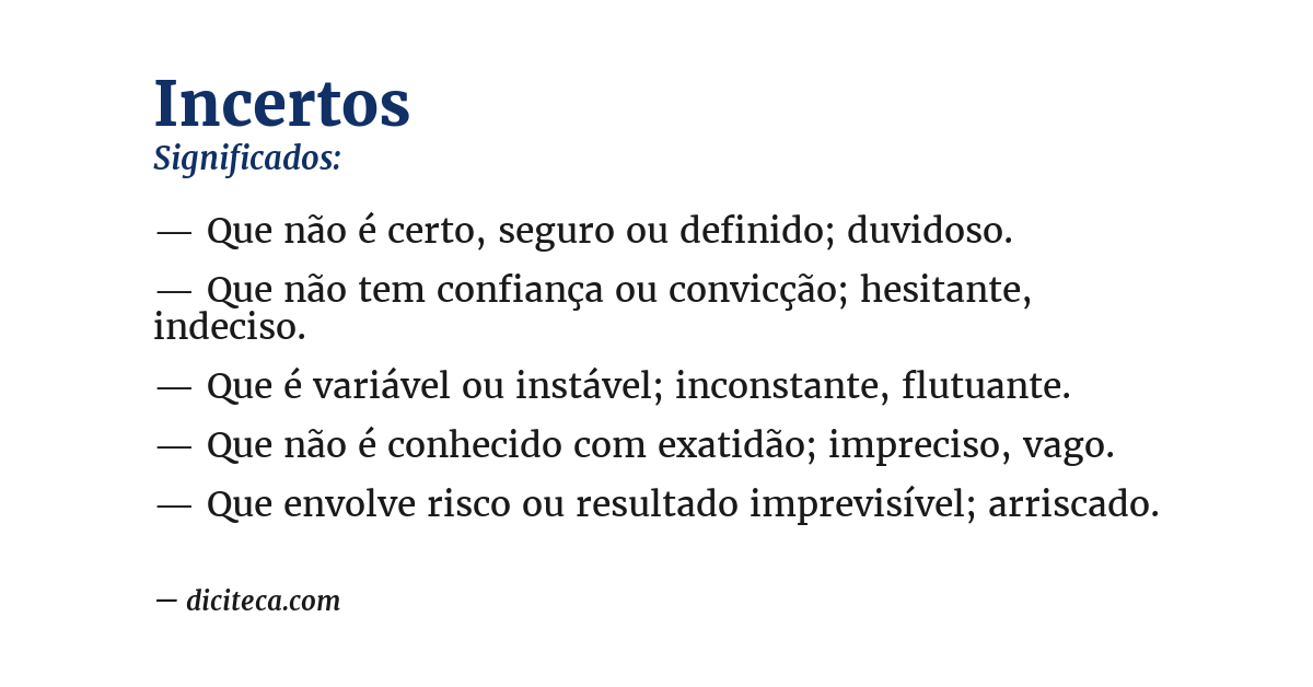 Significado de incertos