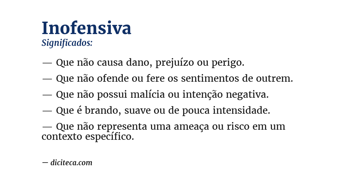 Significado de inofensiva