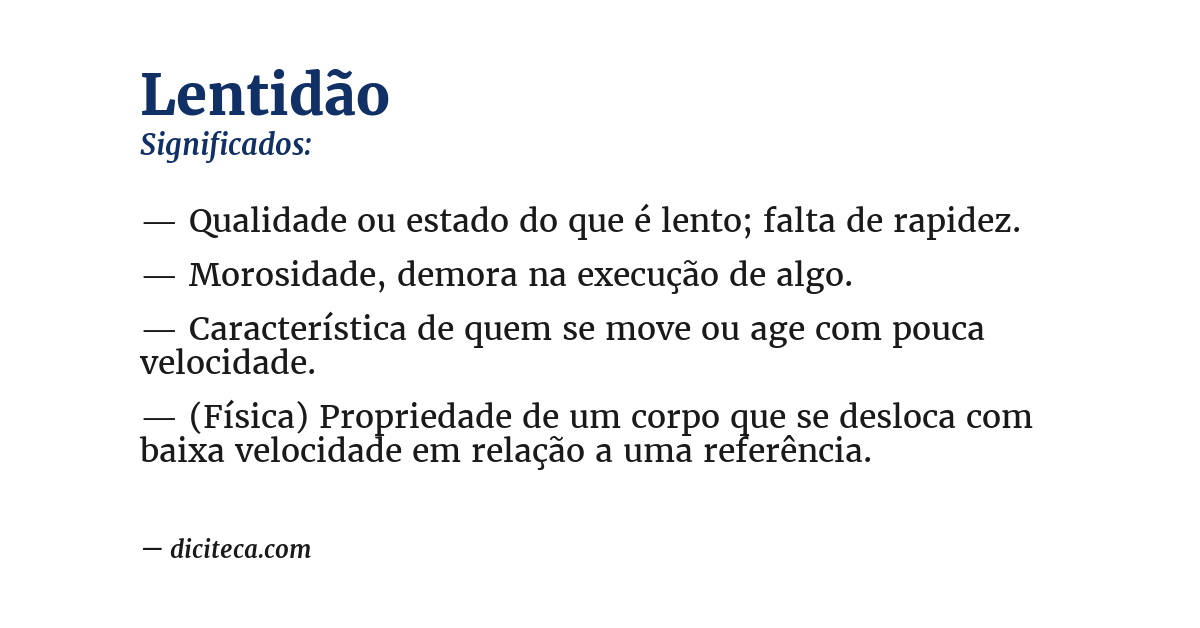 Significado de lentidão