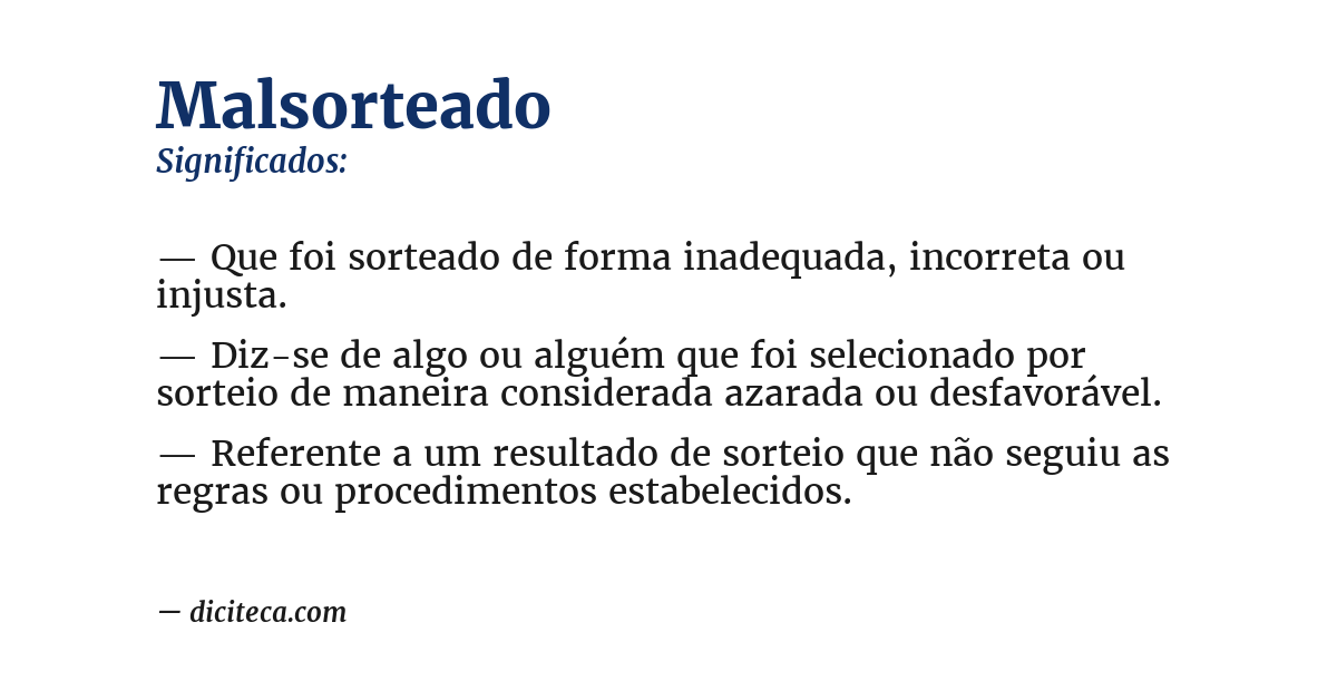 Significado de malsorteado