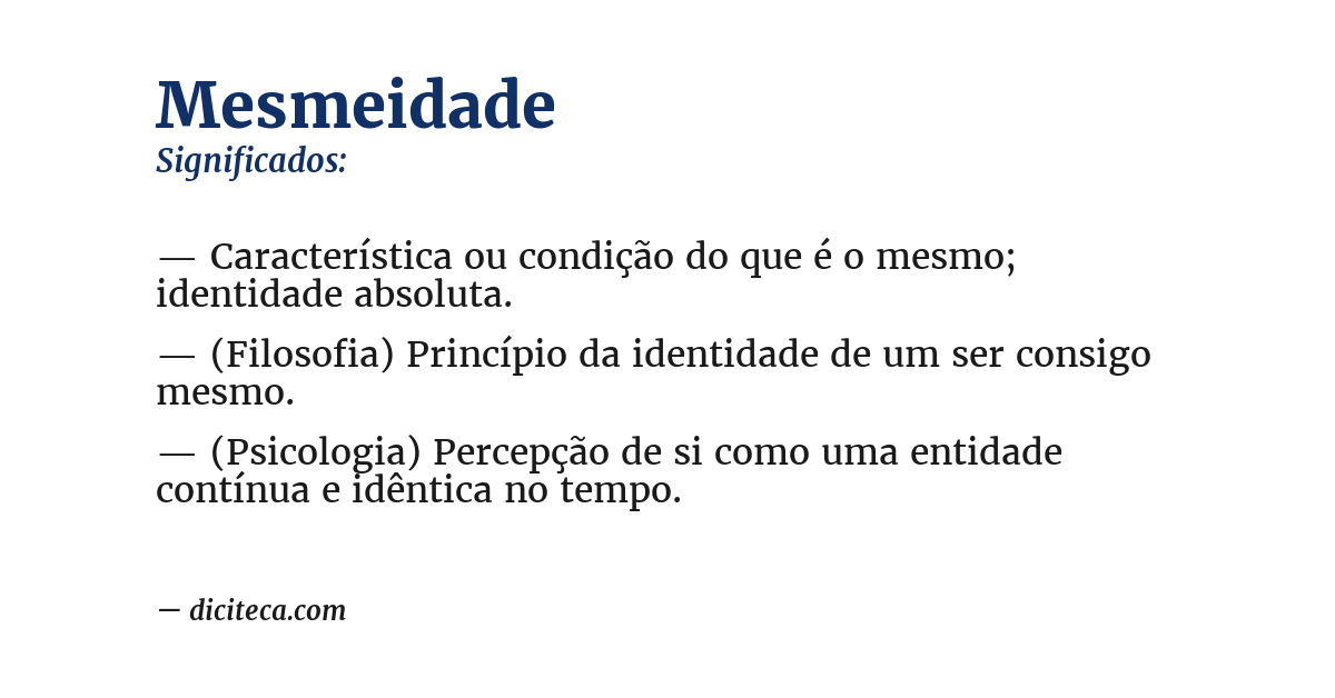Significado de mesmeidade