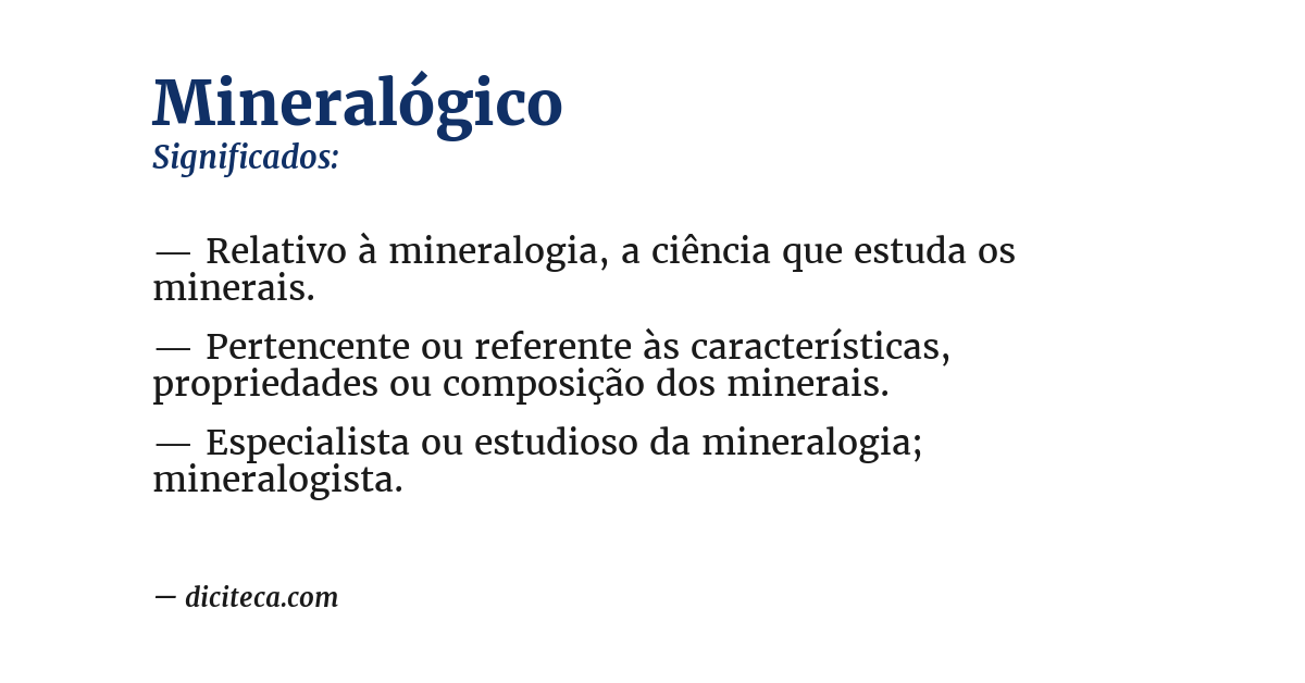 Significado de mineralógico