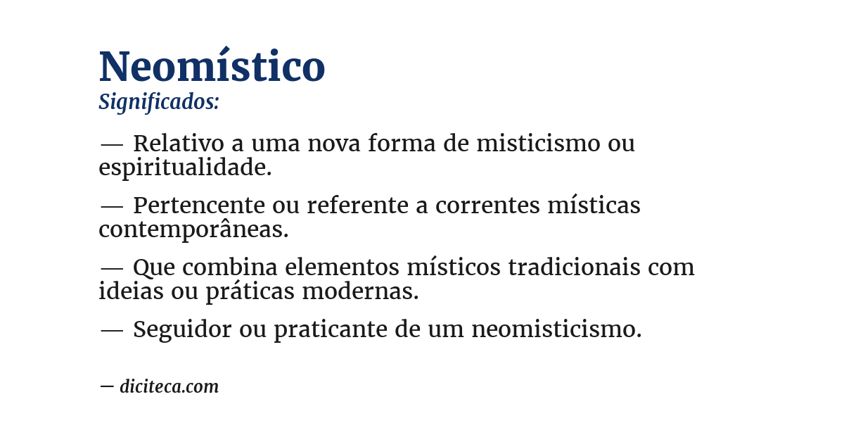 Significado de neomístico