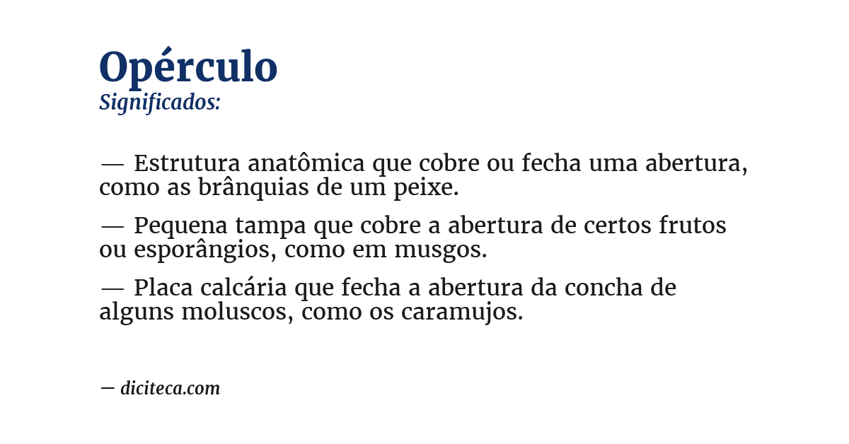 Significado de opérculo