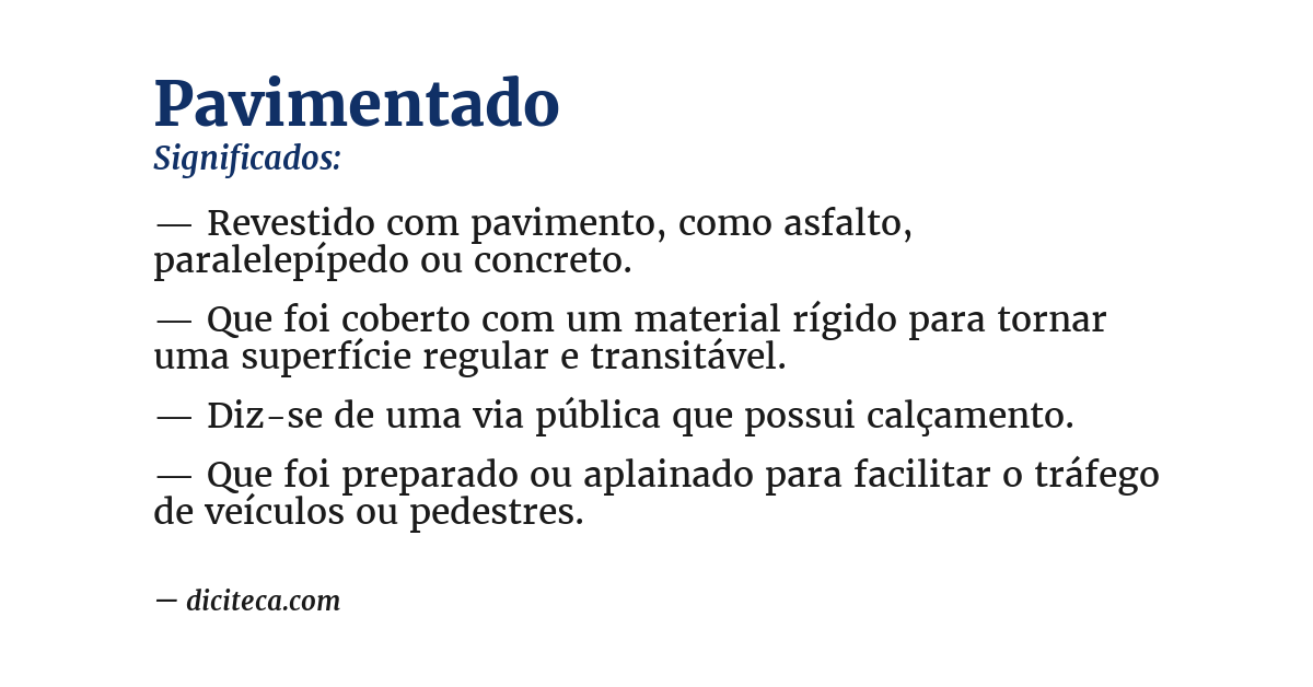 Significado de pavimentado