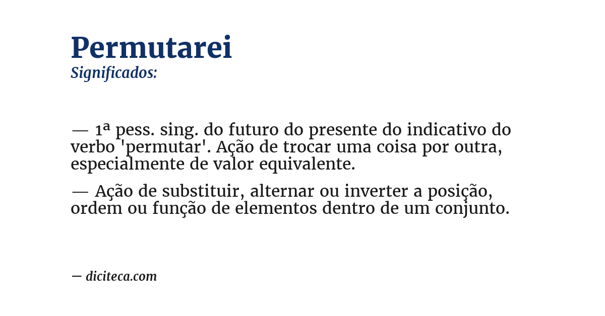 Significado de permutarei