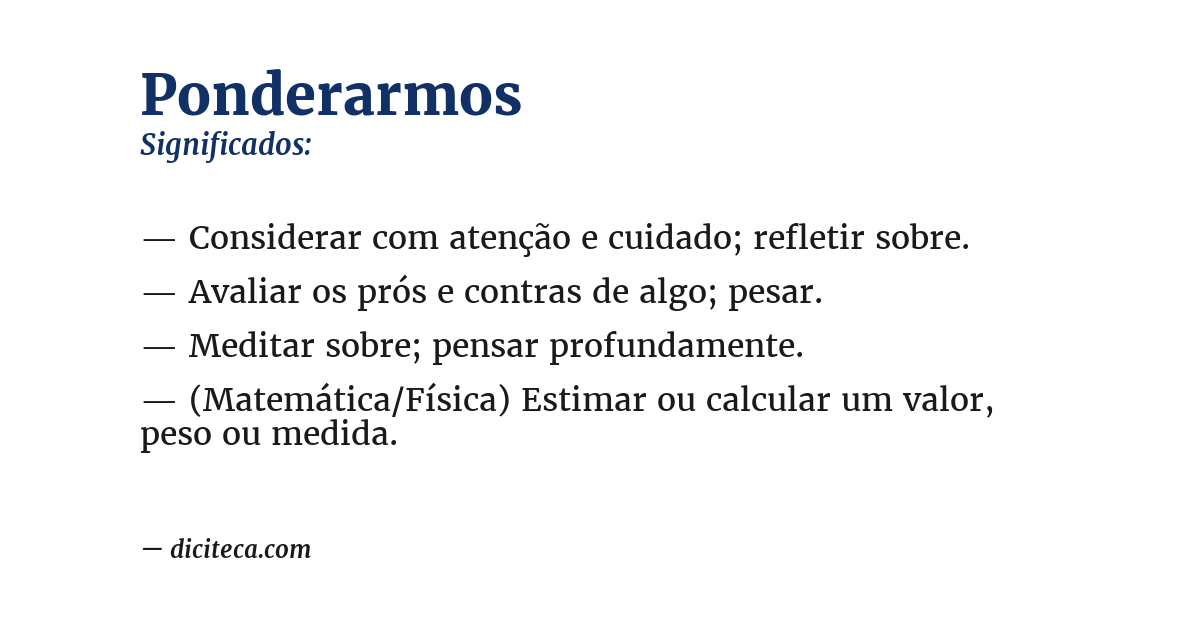 Significado de ponderarmos
