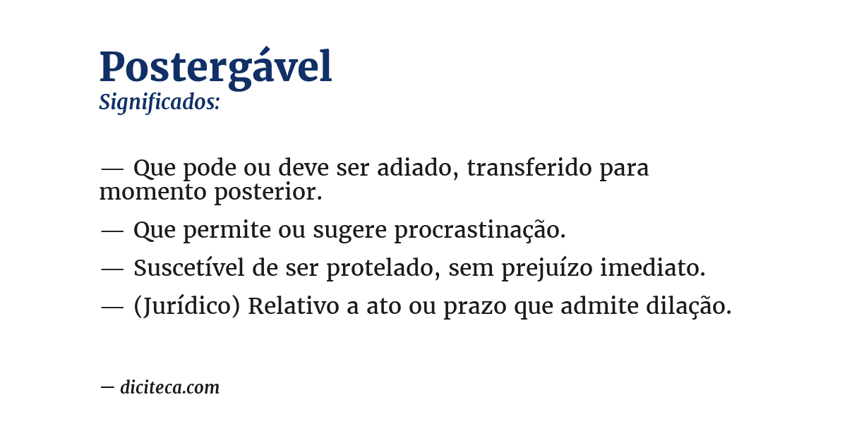 Significado de postergável