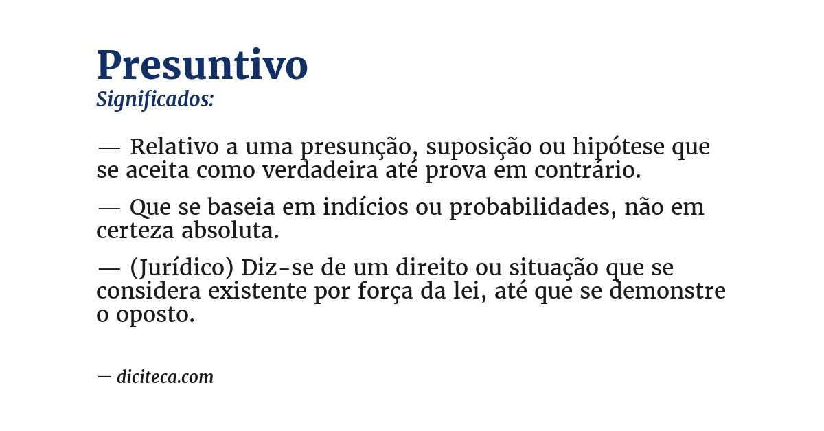 Significado de presuntivo