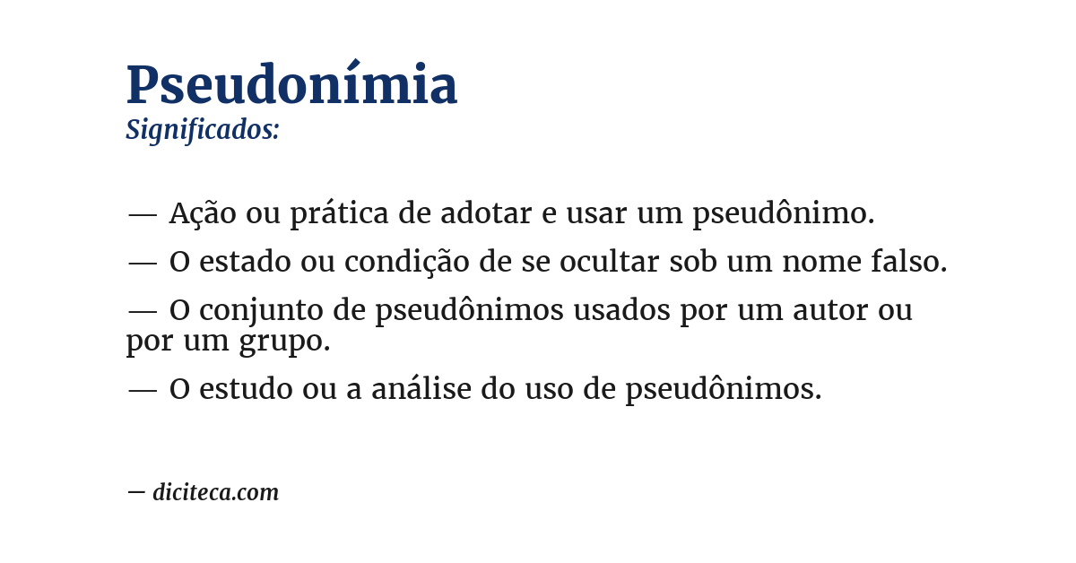 Significado de pseudonímia