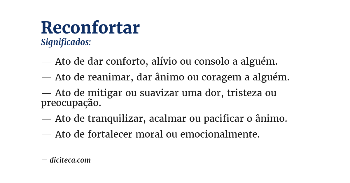 Significado de reconfortar