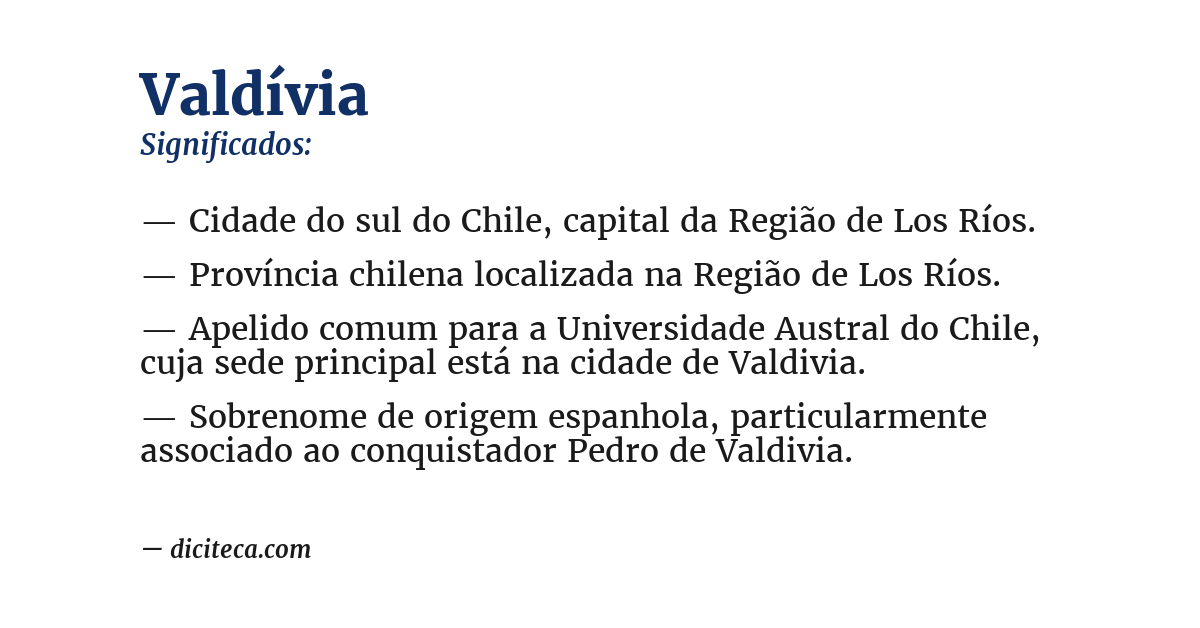 Significado de valdívia