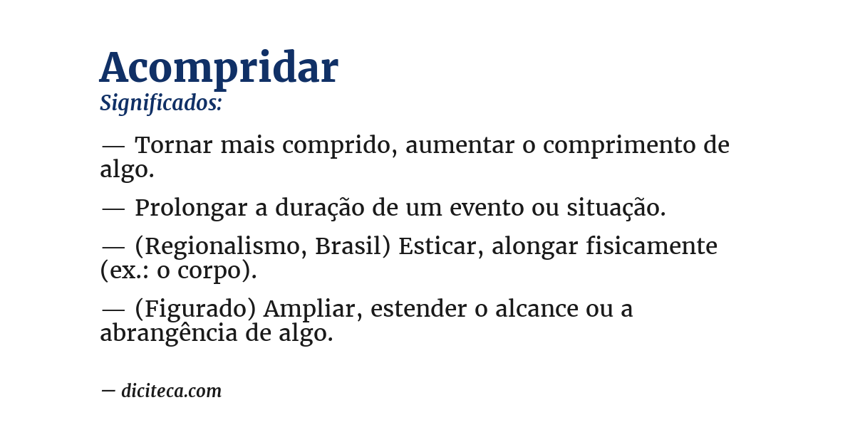 Significado de acompridar
