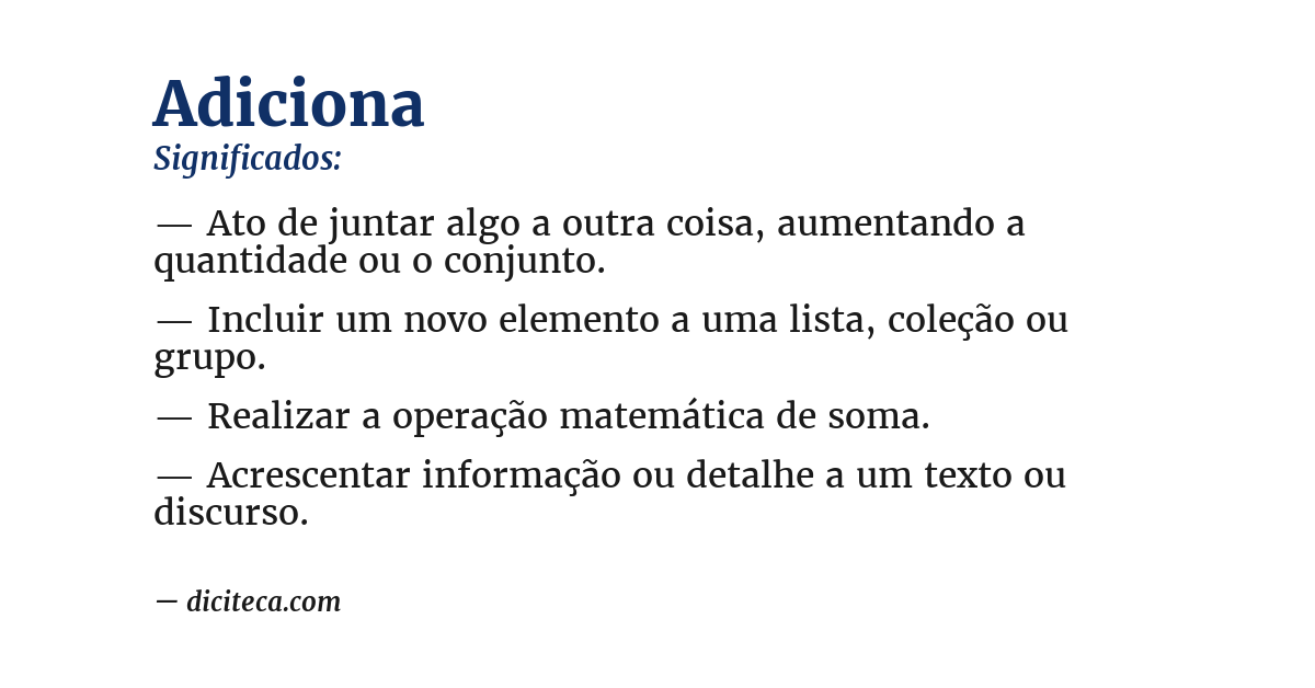 Significado de adiciona