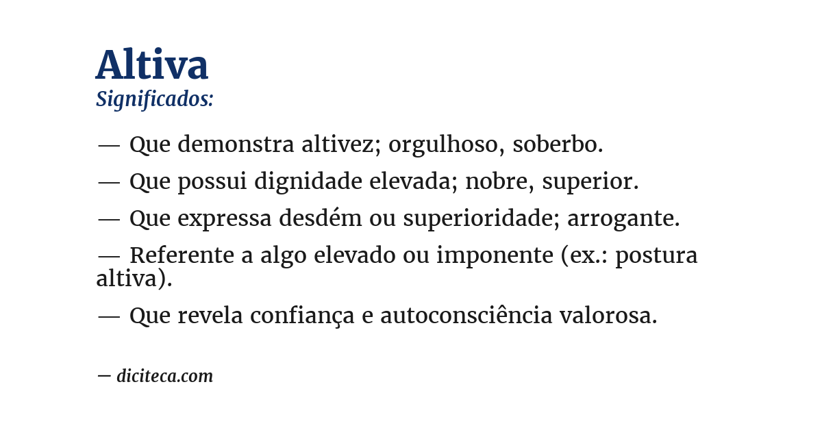Significado de altiva