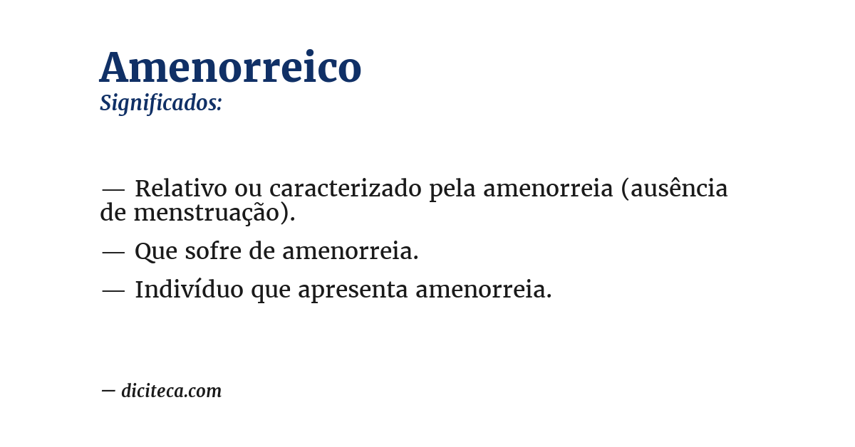 Significado de amenorreico