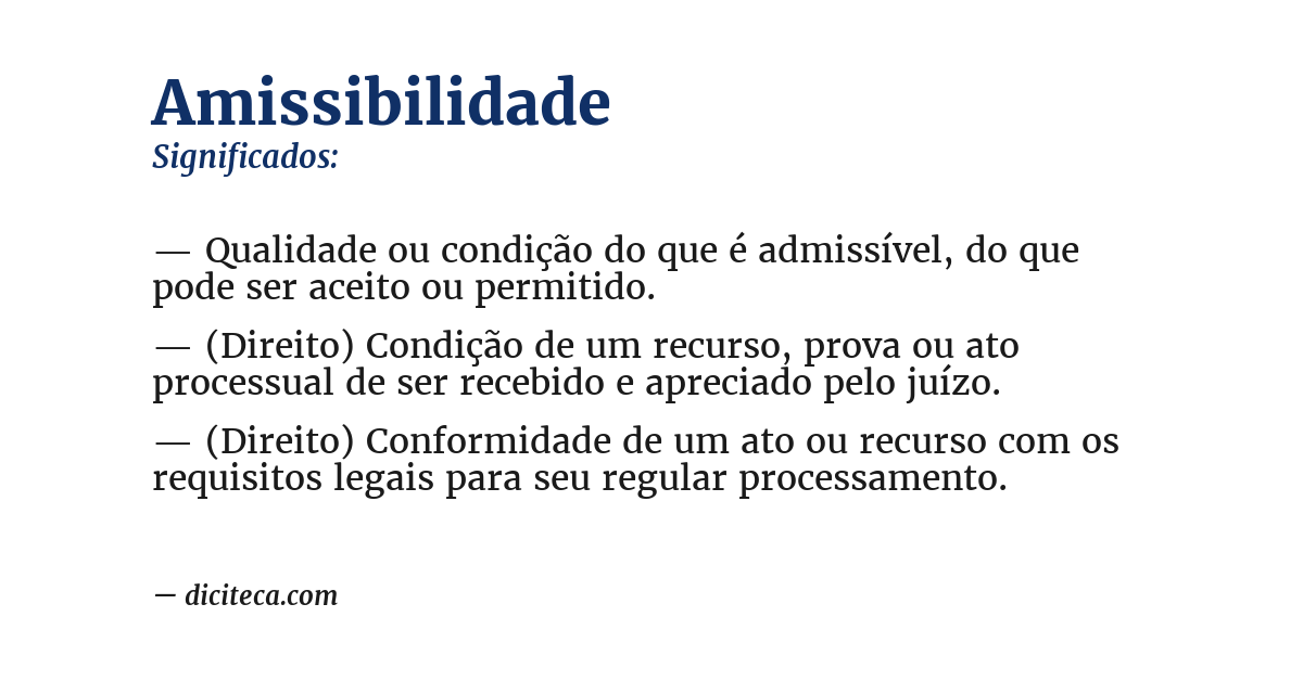 Significado de amissibilidade