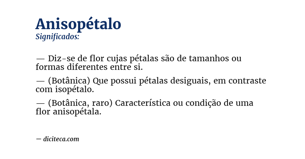 Significado de anisopétalo