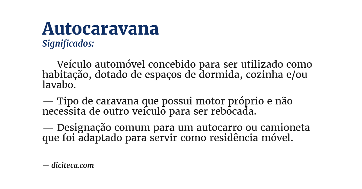 Significado de autocaravana