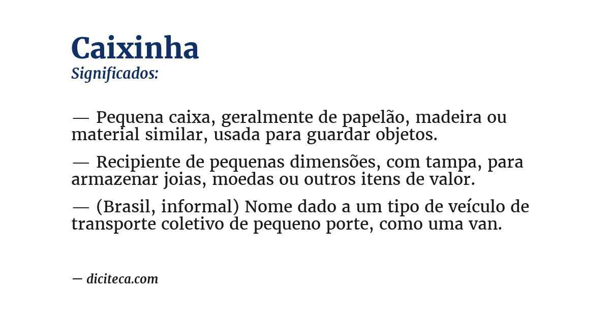 Significado de caixinha