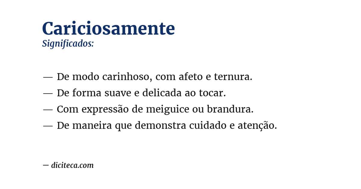 Significado de cariciosamente