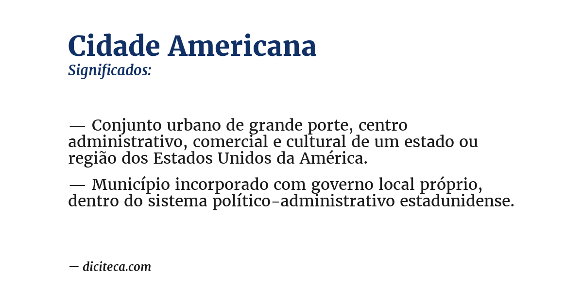 Significado de cidade americana