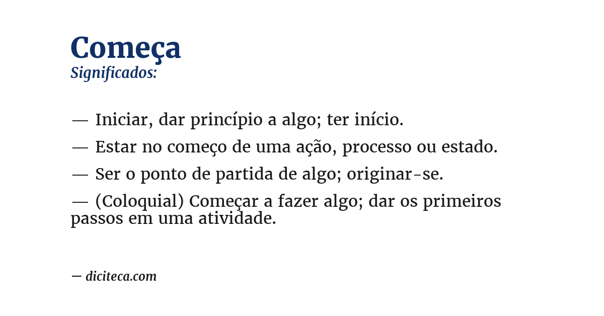 Significado de começa