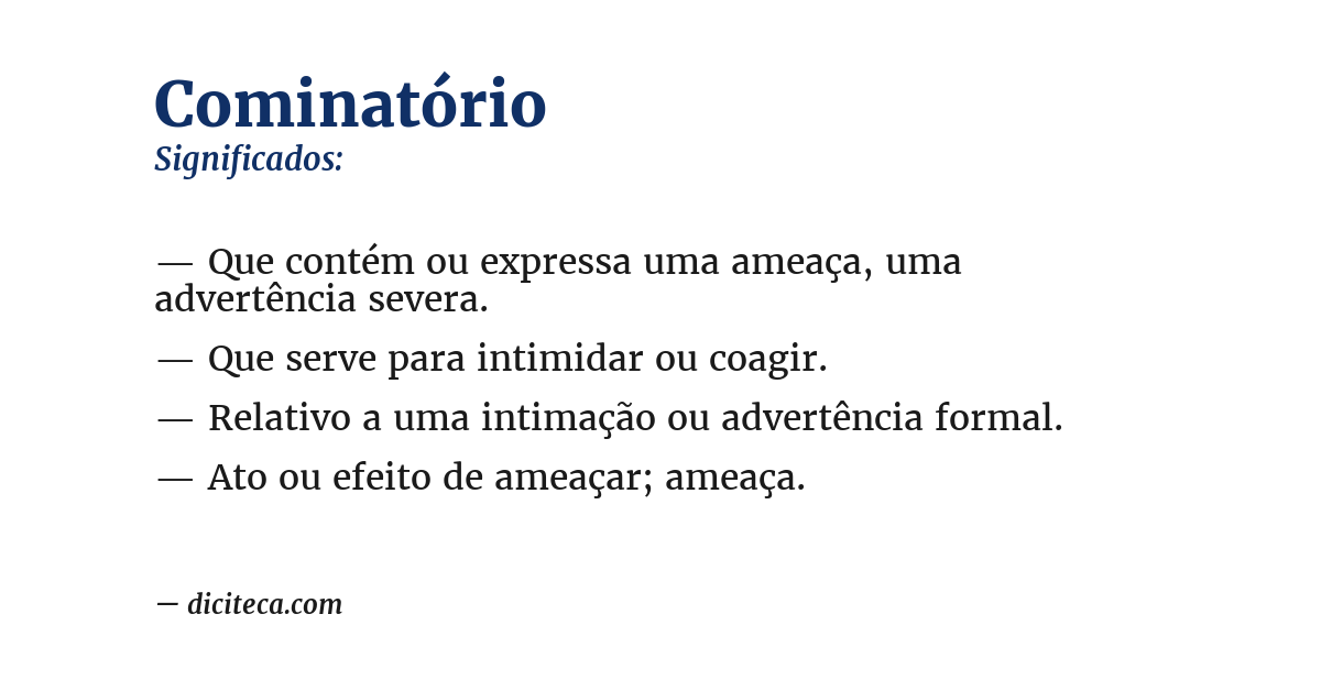 Significado de cominatório