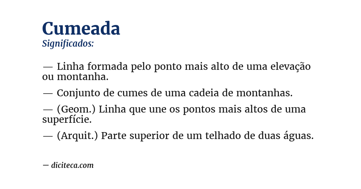 Significado de cumeada