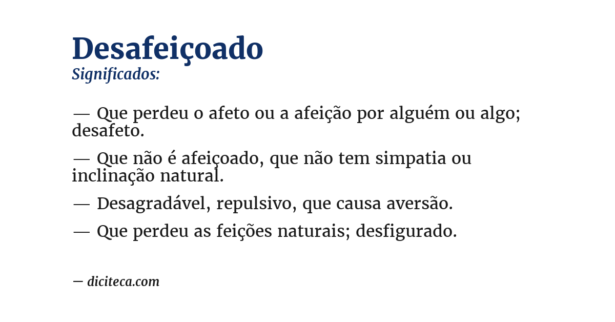 Significado de desafeiçoado