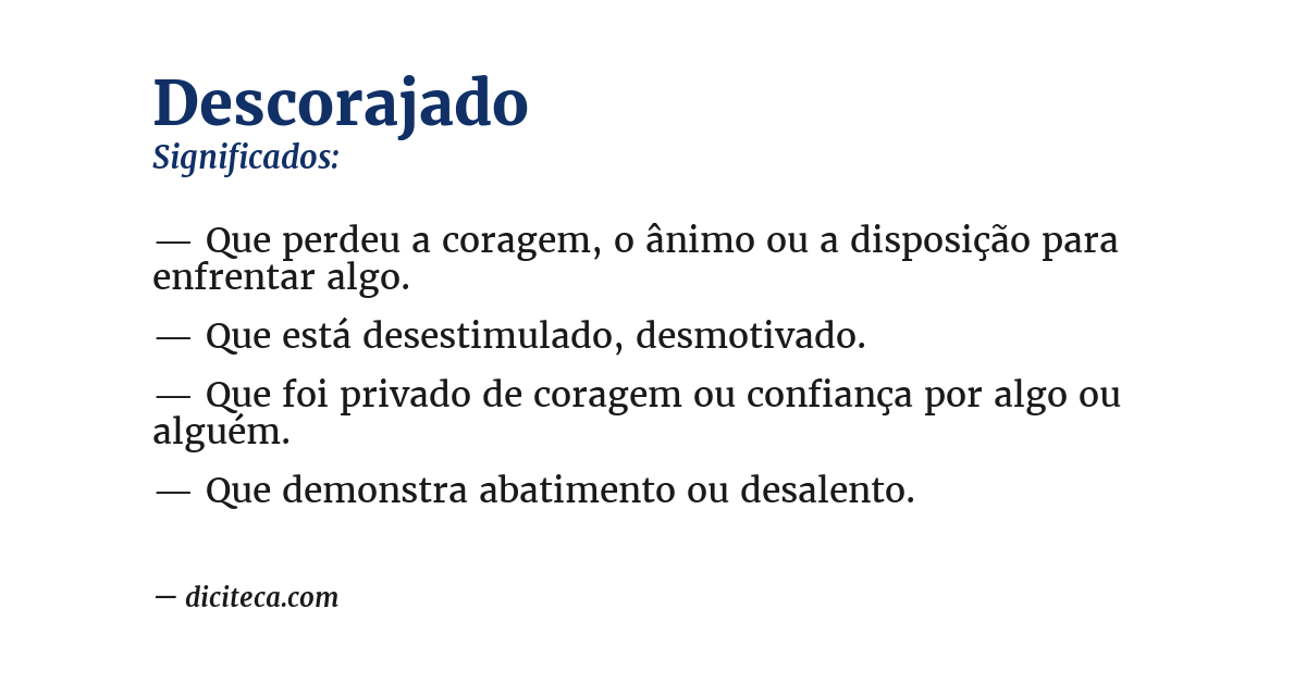 Significado de descorajado