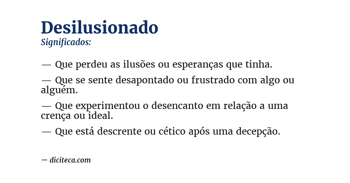 Significado de desilusionado