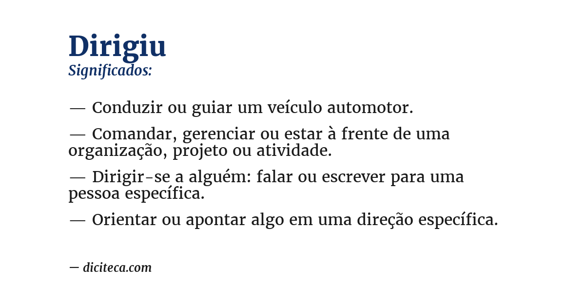 Significado de dirigiu