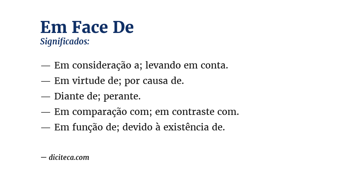 Significado de em face de