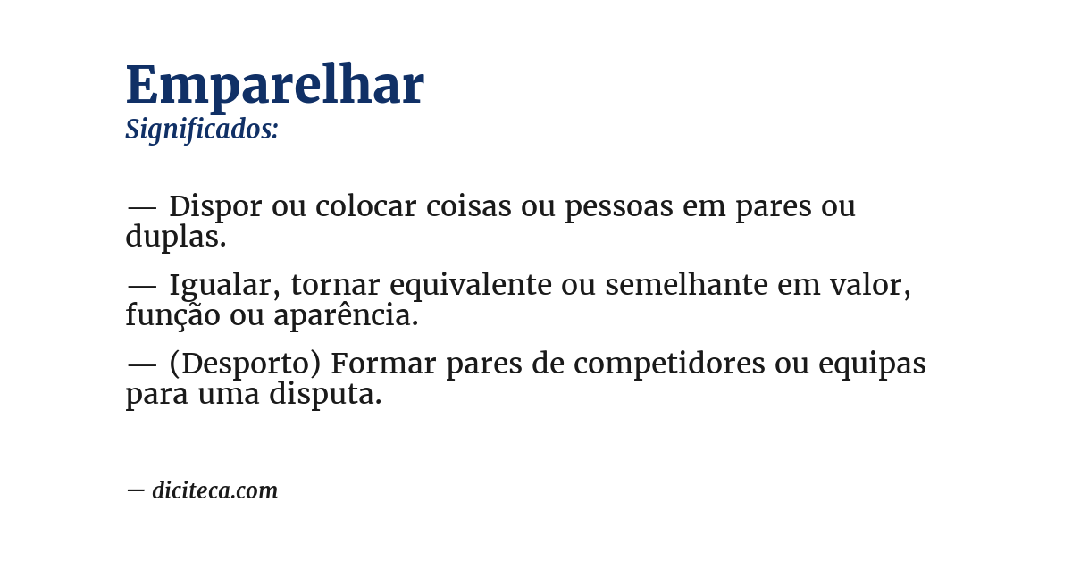 Significado de emparelhar