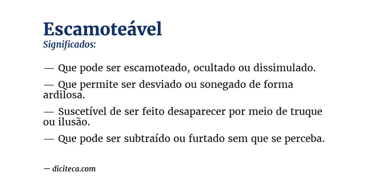Significado de escamoteável