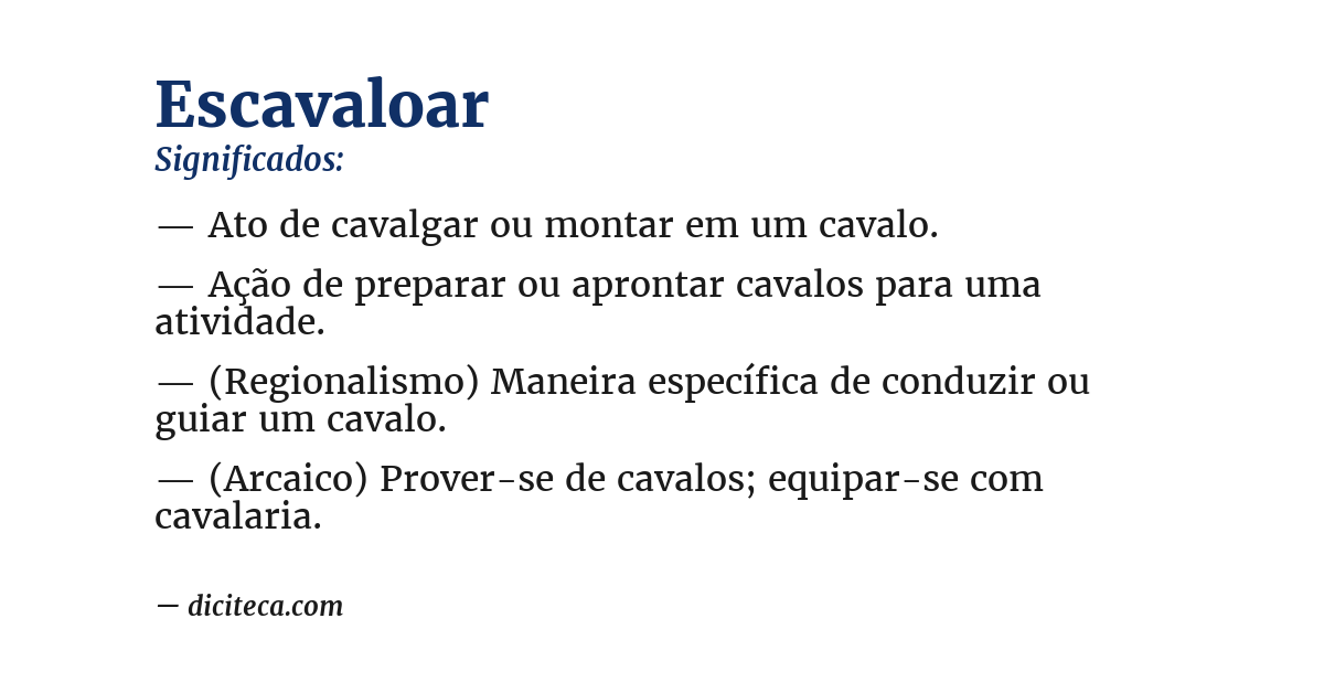 Significado de escavaloar