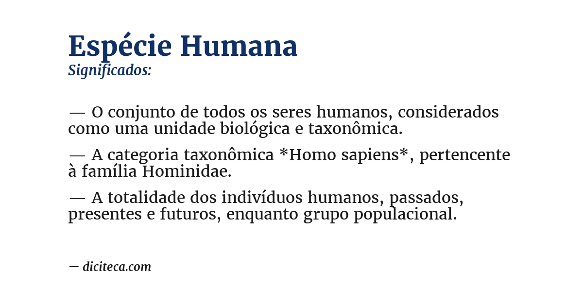 Significado de espécie humana