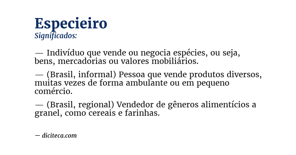 Significado de especieiro