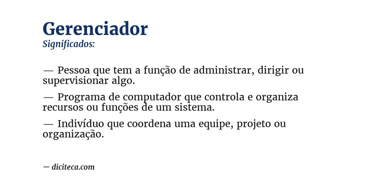 Significado de gerenciador