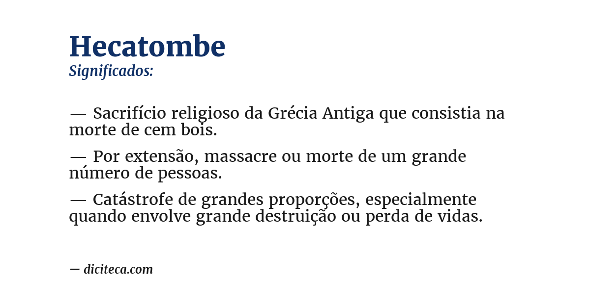 Significado de hecatombe