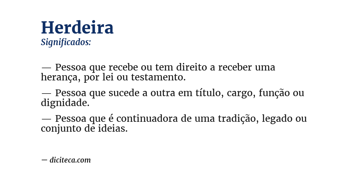 Significado de herdeira