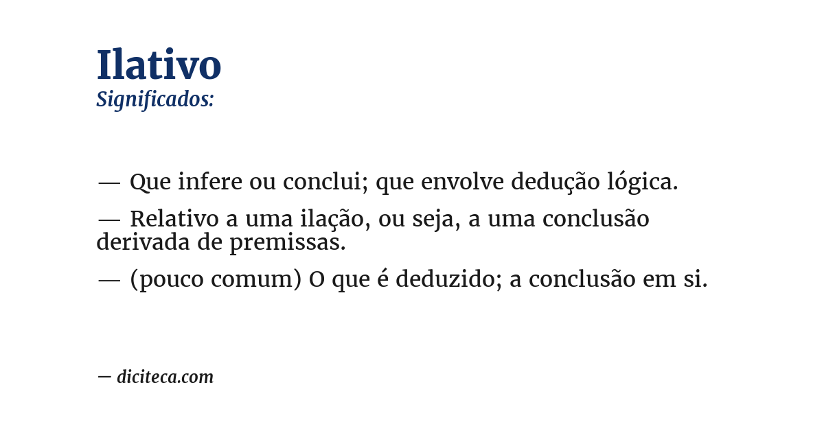 Significado de ilativo