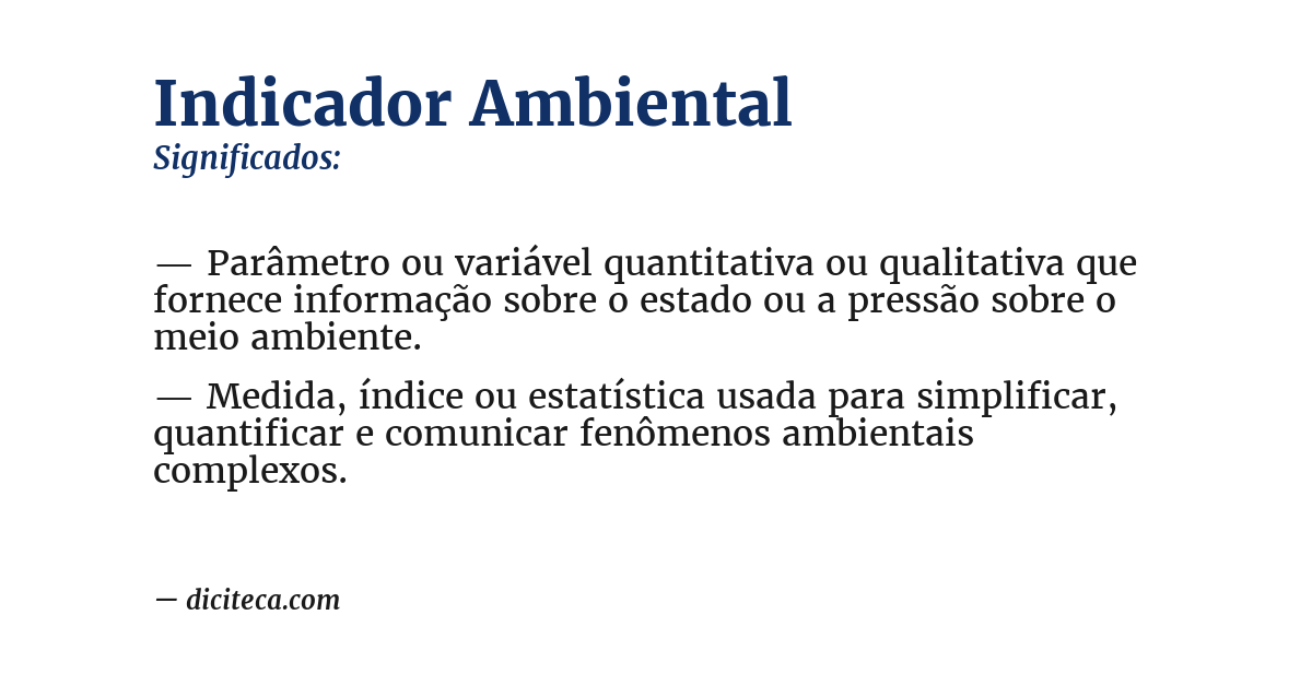 Significado de indicador ambiental